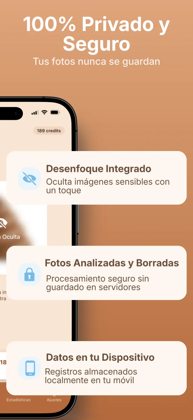 Privacidad: botón de desenfoque y almacenamiento en el dispositivo